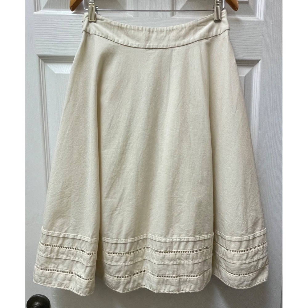 Vintage Banana Republic Women's Sz 2 Drawstring Knee Length Eyelet Trim Skirt - Picture 6 of 16